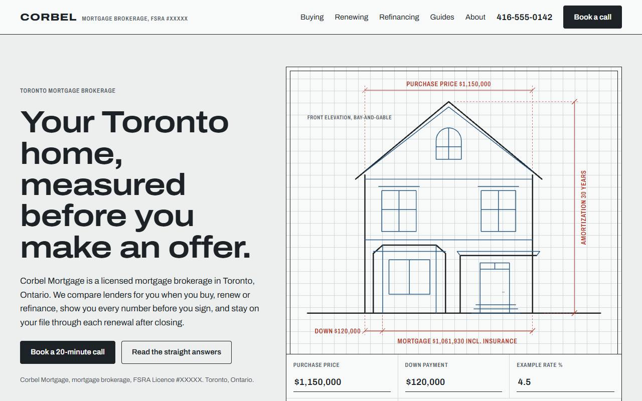Elevation on a computer: an architect's line drawing of a Toronto house with purchase numbers on its dimension lines